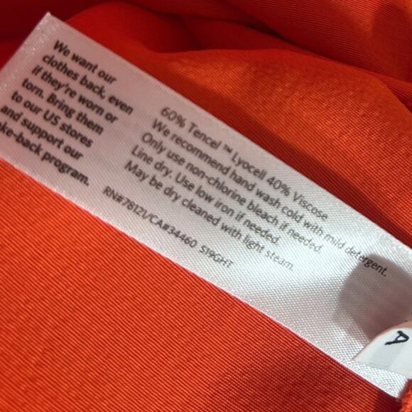 Eileen Fisher Crepe Midi Shift Dress Women's Med Coral Orange Flowy Sleeveless - Picture 6 of 6